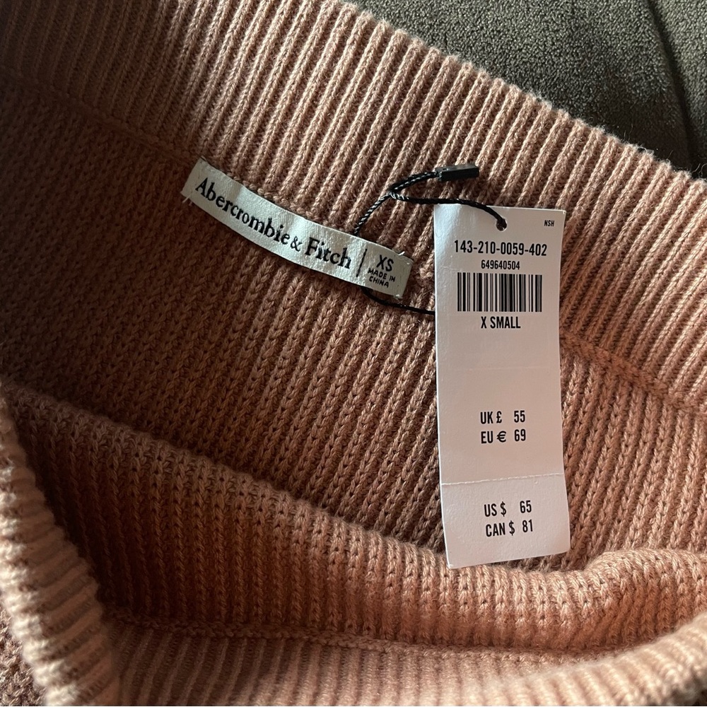 NWT ABERCROMBIE & FITCH Tan Brown Knit Sweater Skirt Women XS - Picture 2 of 8